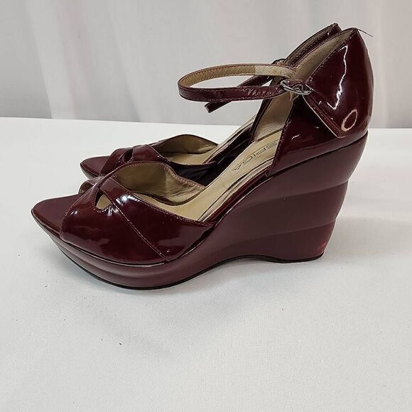 Via Spiga Size 7.5 B Dark Red Platform Patent Leather Heels L - Picture 6 of 11